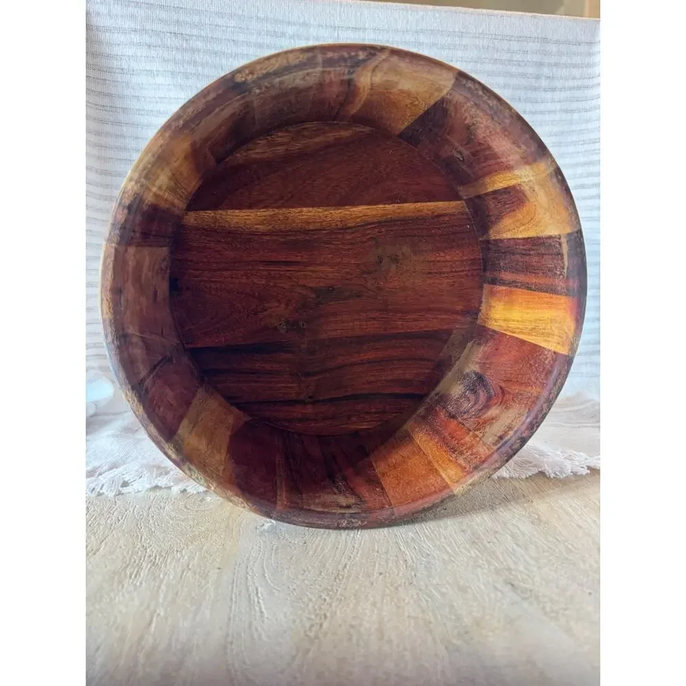 Copied - Handmade Segmented Wood Bowl 8+ Inch Wide Rustic Multipurpose Decor
